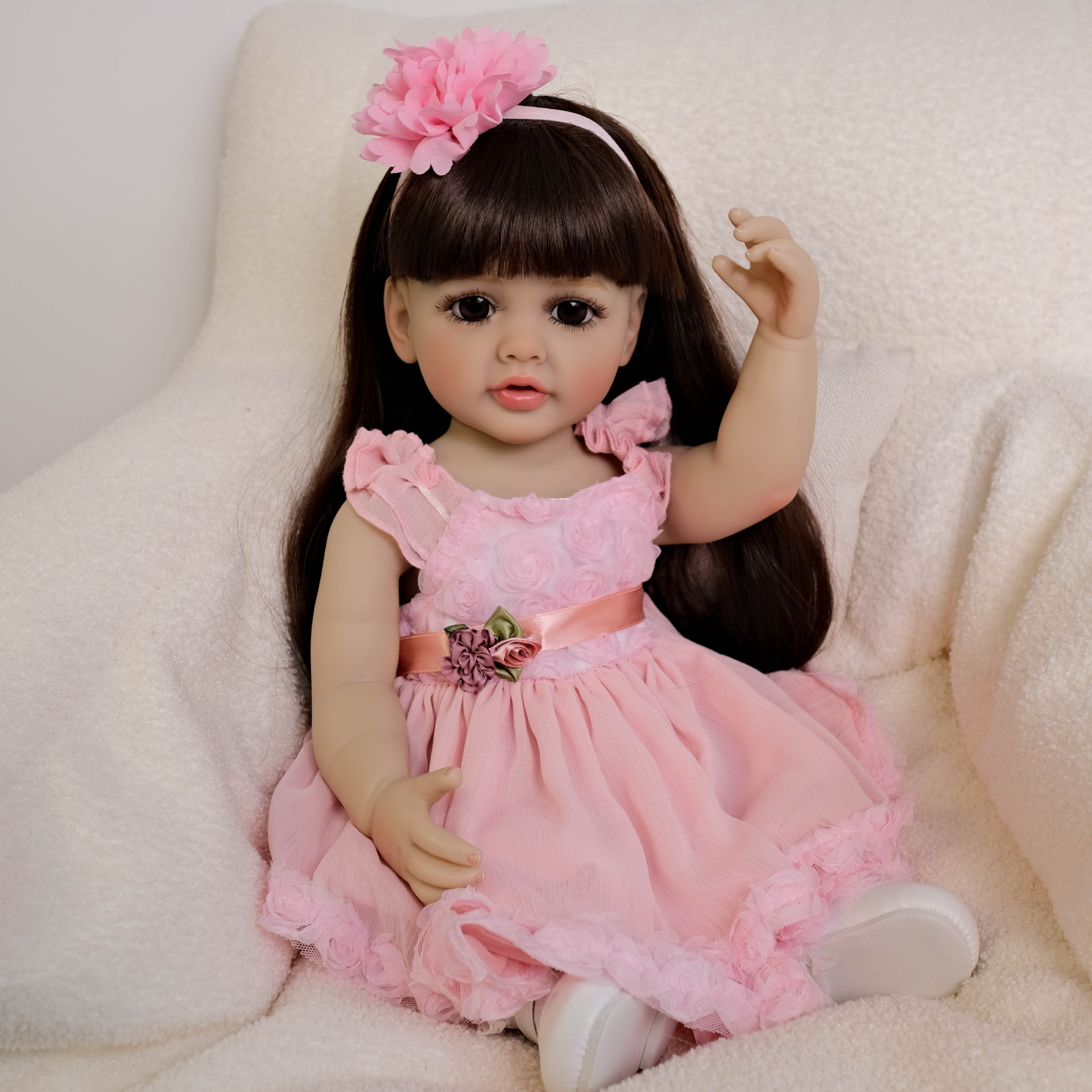 Cute 55 cm Long Hair Pink Girl - Ethnic Fashion Collection avis et prix