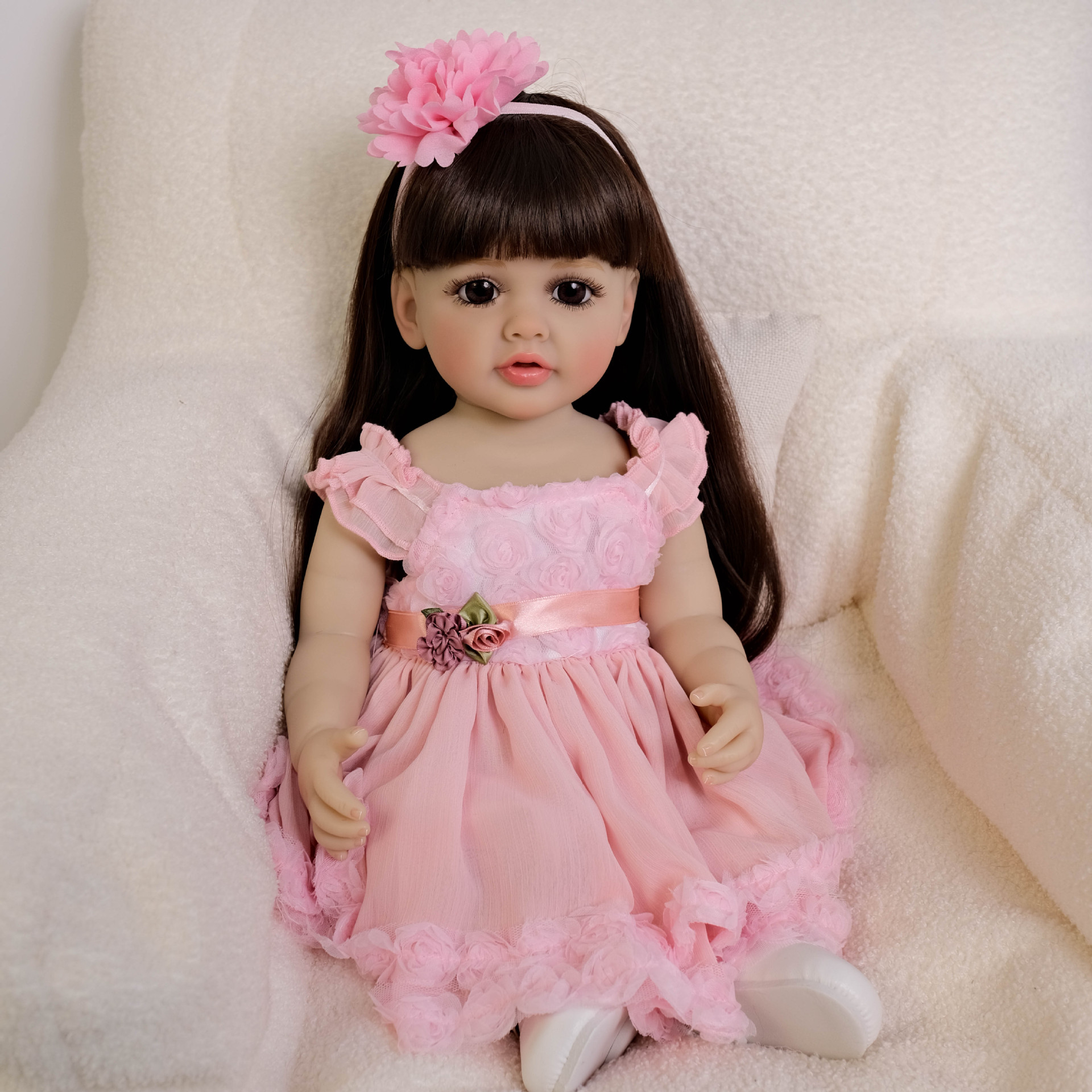 Cute 55 cm Long Hair Pink Girl - Ethnic Fashion Collection avis et prix