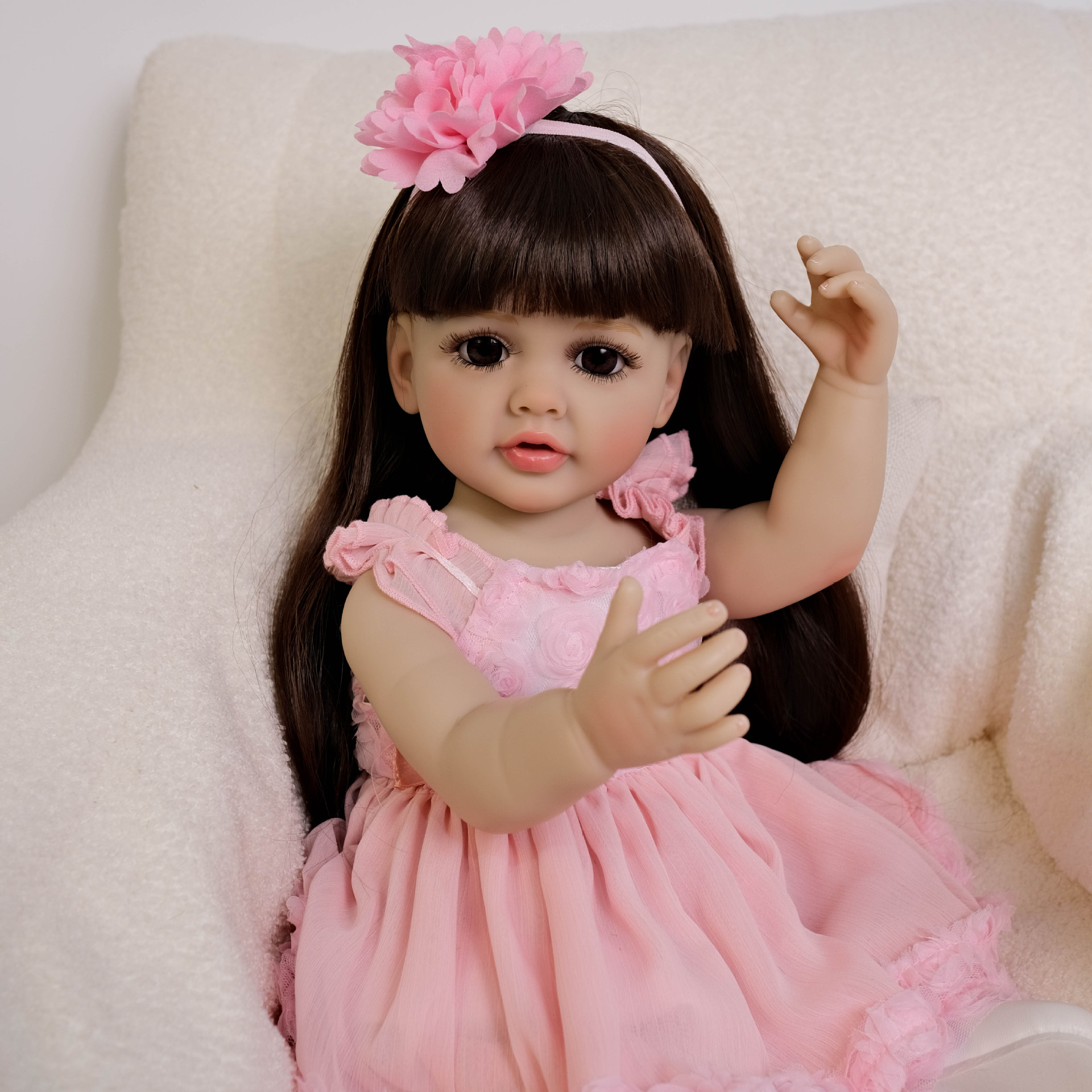 Cute 55 cm Long Hair Pink Girl - Ethnic Fashion Collection avis et prix