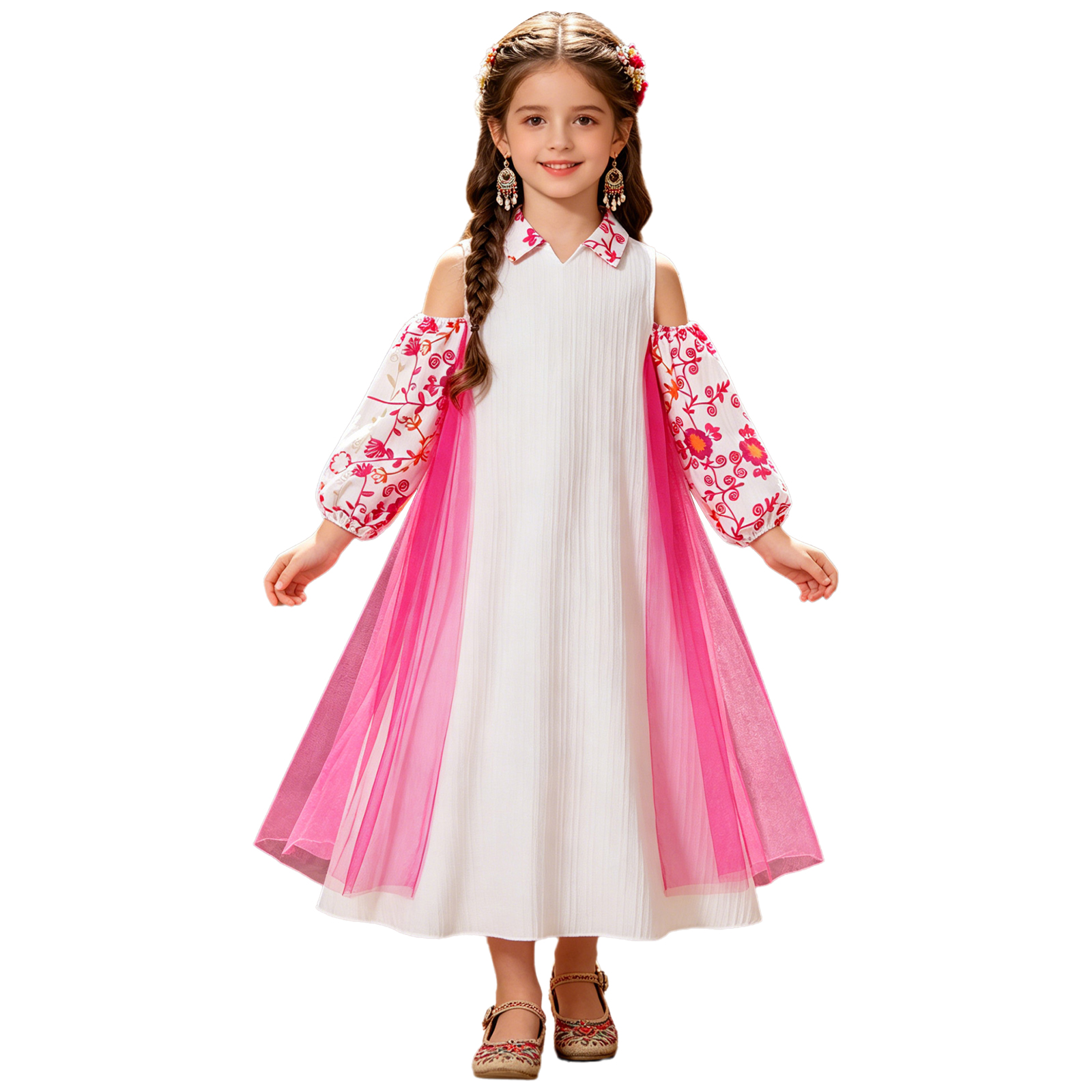 Girl Long Sleeve Mesh Patchwor - Ethnic Wear avis et prix